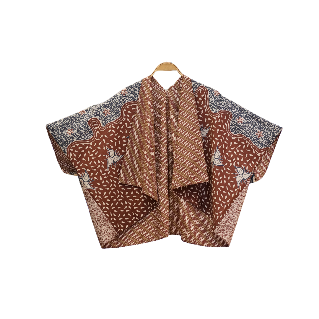 Cardigan Batik Daun Merah Muda
