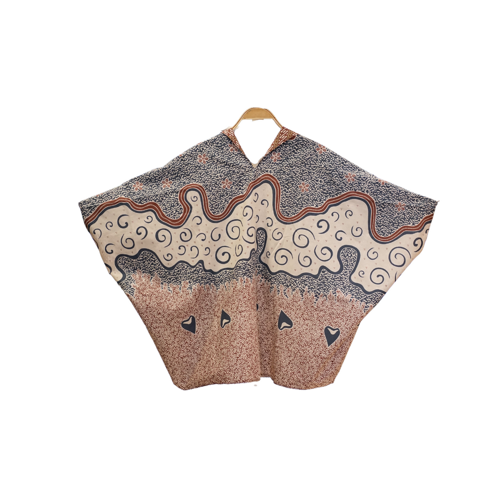 Cardigan Batik Daun Merah Muda