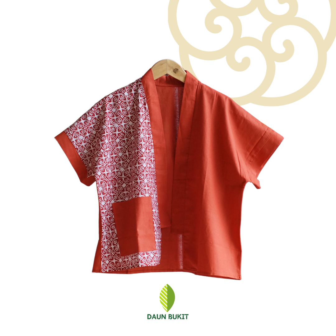Prastika Blouse Linen Motif Batik Kawung Premium