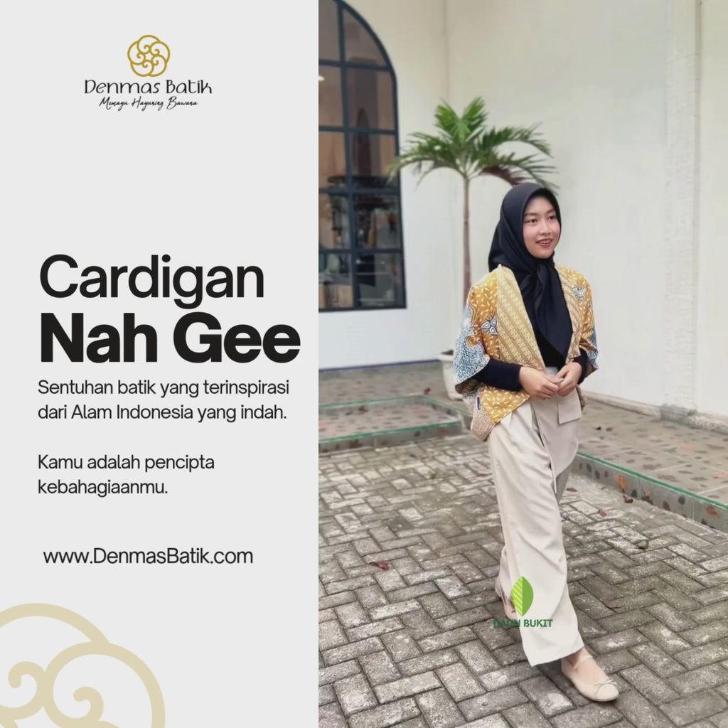 Cardigan Batik Daun Merah Muda